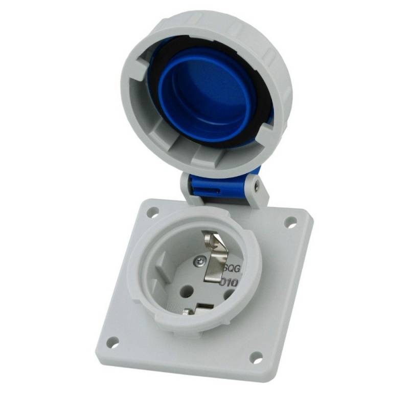 Mennekes Steckdose 230V 16A IP68 Schuko Anbausteckdose mit Klappdeckel Steckdose, 1-St. von Mennekes