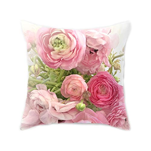 Menitn Kissenhülle, 45 x 45 cm, mediterraner Stil, Velours, Home Kissen, dekorativ, bunt, Rosa, Blume, 3D Digitaldruck, Throw, Stoff, 1#, 45_x_45_cm von Mentin