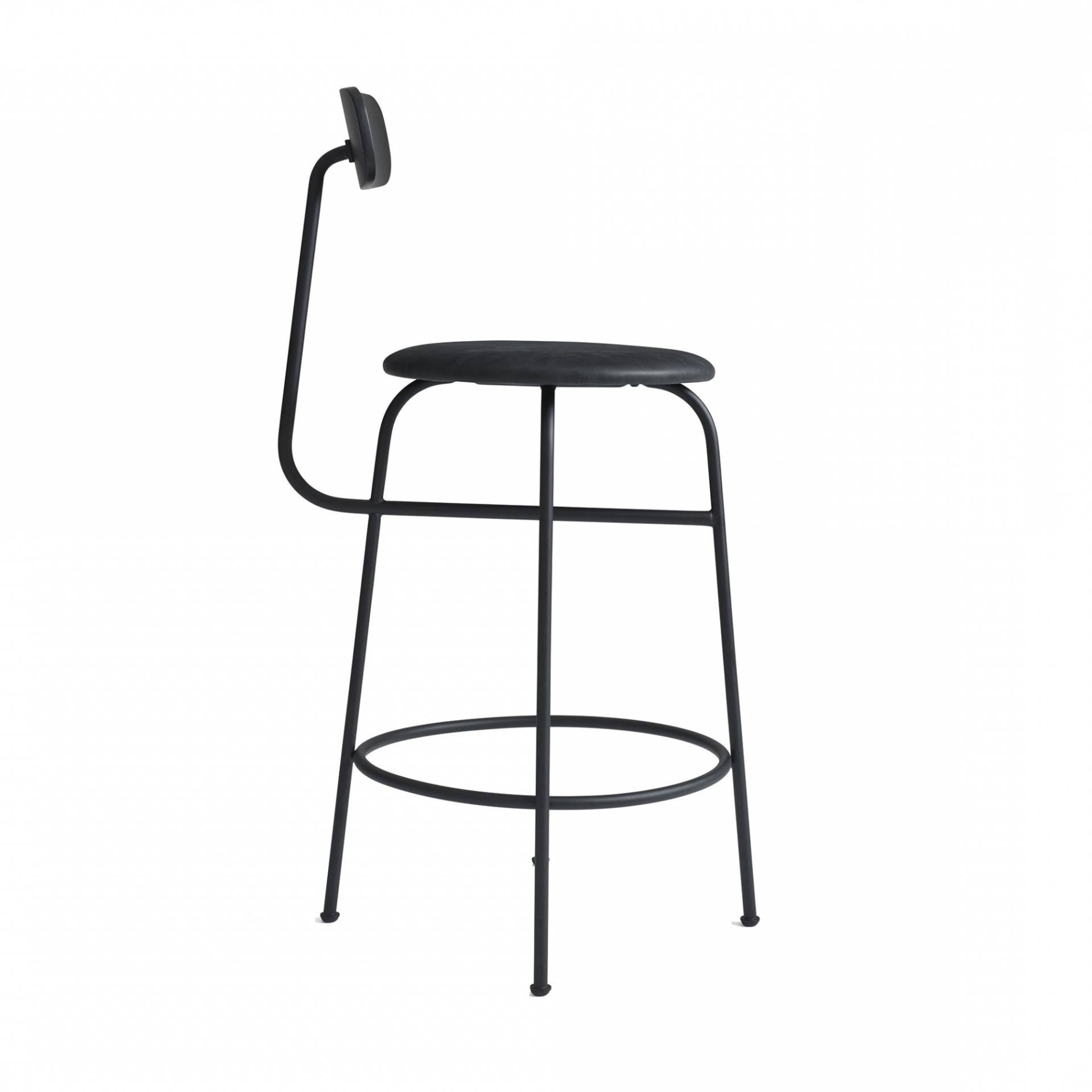 Audo - Afteroom Counter Chair Leder 63.5cm - schwarz/schwarz /pulverbeschichtet/HxBxT: 92x46x54cm/Sitzpolster Sørensen Leder von Audo