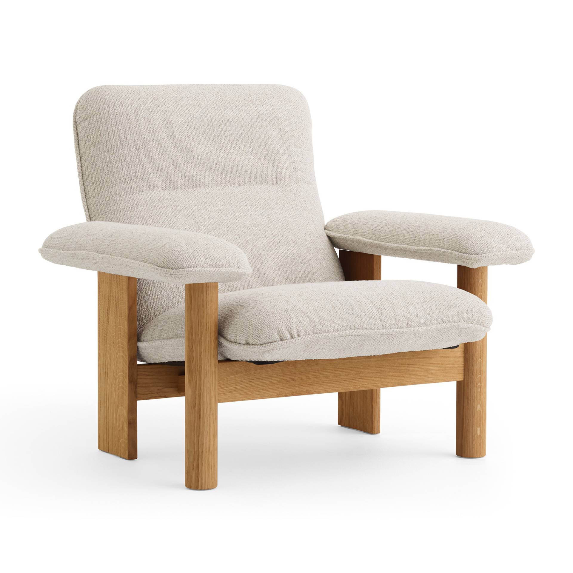 Audo - Brasilia Lounge Chair - grauweiß/Stoff Kvadrat Moss by Sahco 0011/BxHxT 96x84x82cm/Gestell Eiche natur von Audo