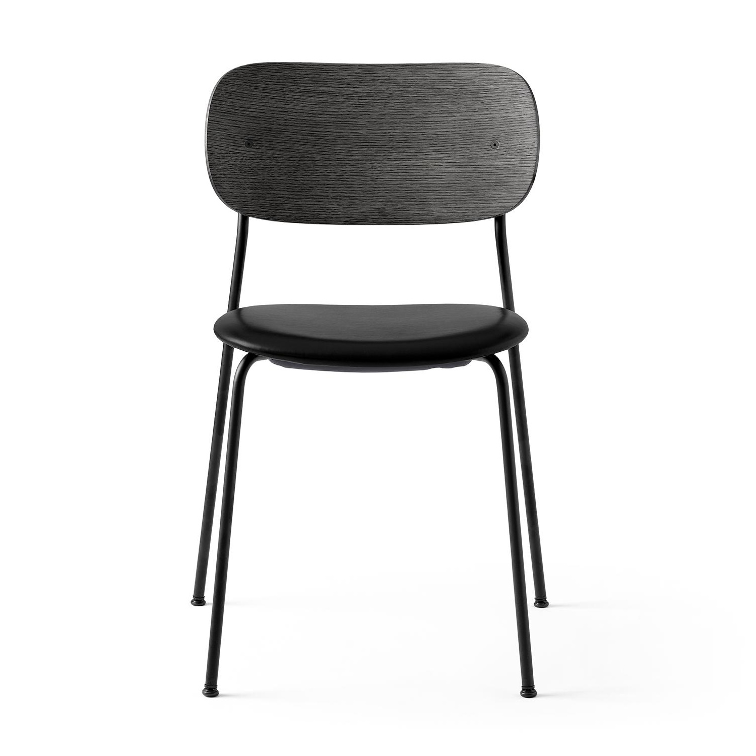 Audo - Co Dining Chair Leder - schwarz/BxHxT 50x85x49,5cm/Gestell pulverbeschichtet schwarz von Audo