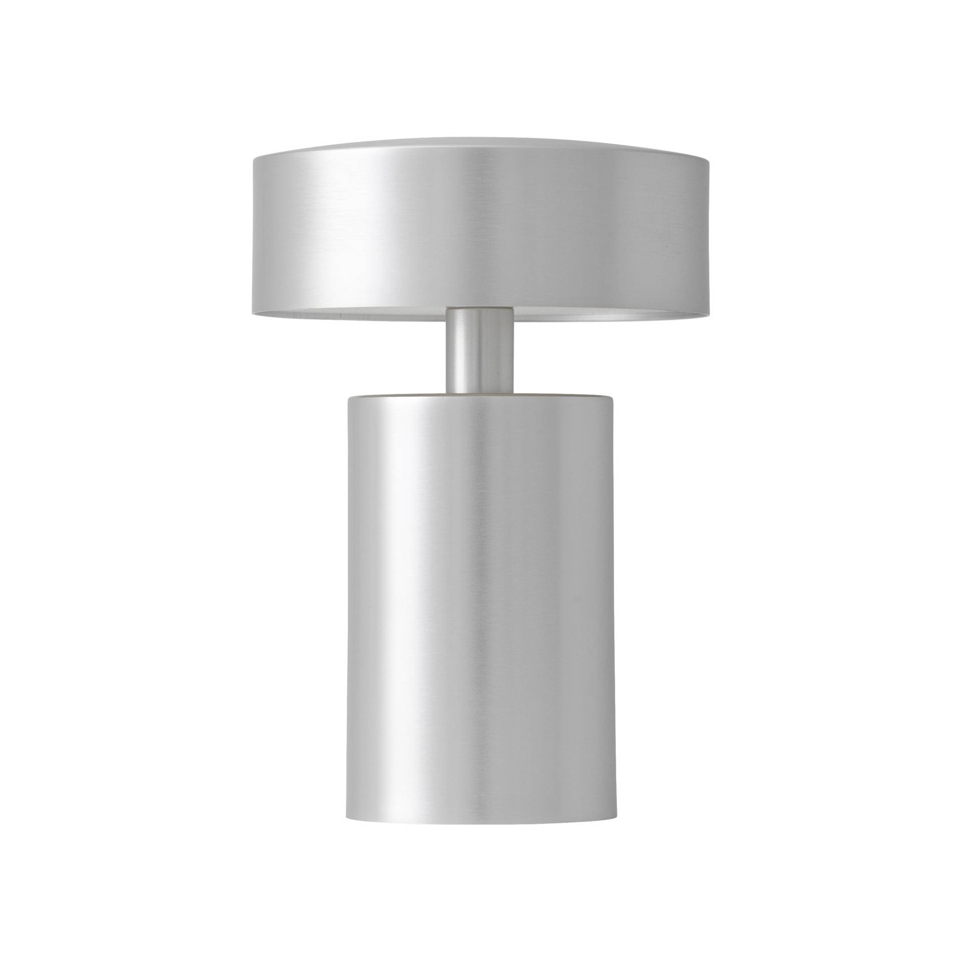 Audo - Column Tischleuchte mit Akku - aluminium/gebürstet/H x Ø 17.5x12cm/mit G4 Leuchtmittel/1.5W/150lm/2700K/dimmbar von Audo