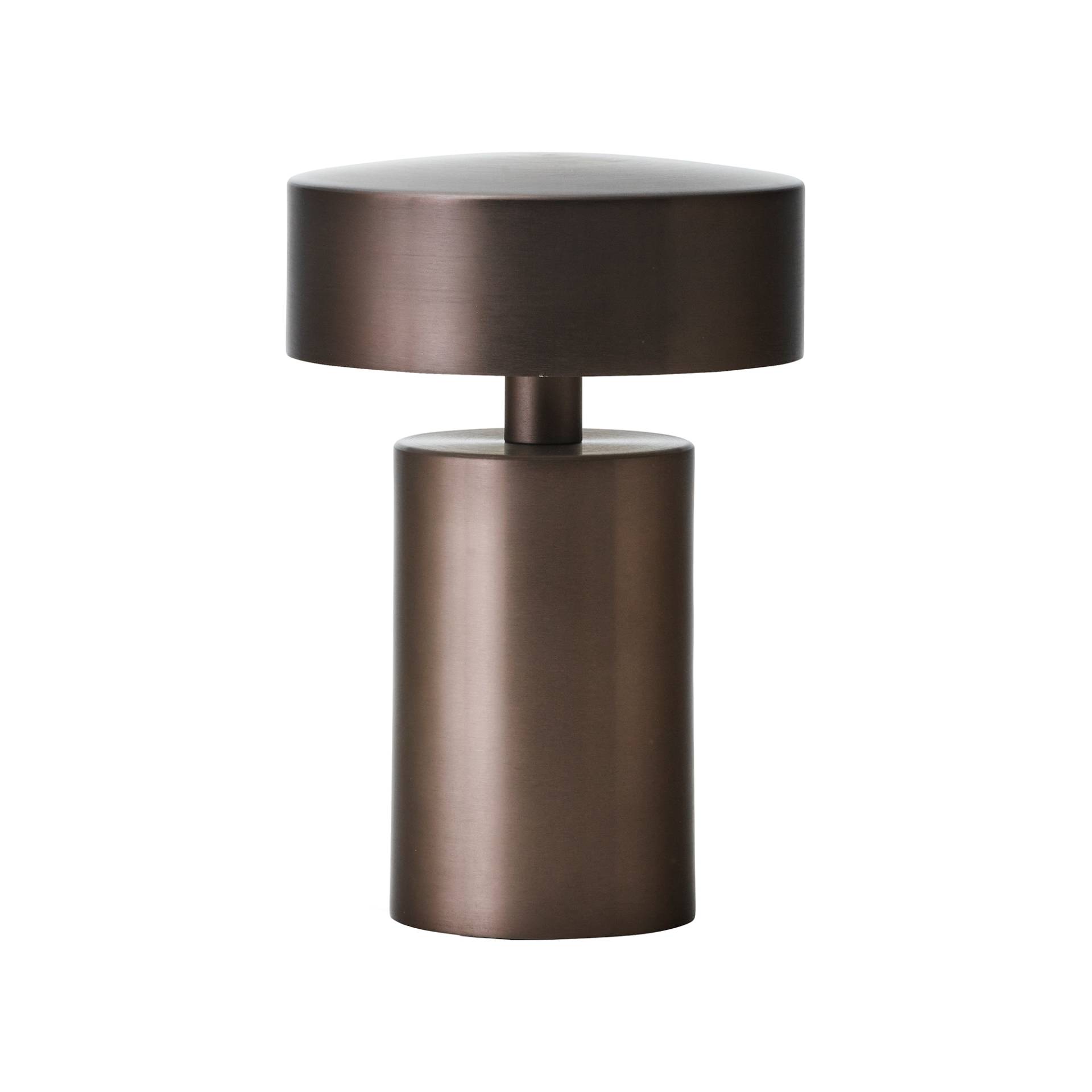 Audo - Column Tischleuchte mit Akku - bronze/eloxiert/H x Ø 17.5x12cm/mit G4 Leuchtmittel/1.5W/150lm/2700K/dimmbar von Audo