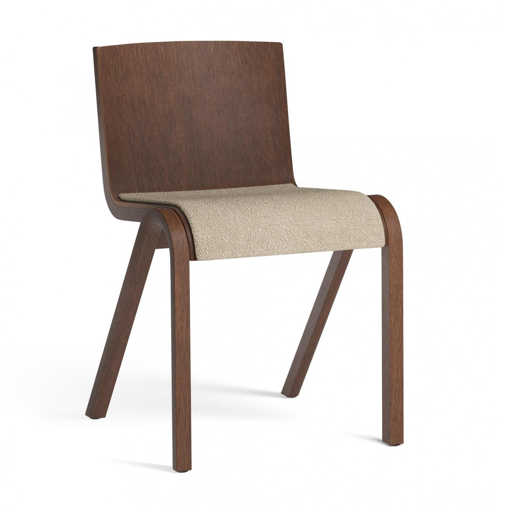 Audo - Ready Stuhl Sitz gepolstert - natur/Stoff Menu Bouclé 02/BxHxT 47.5x78x50cm/Gestell Eiche rot gebeizt von Audo