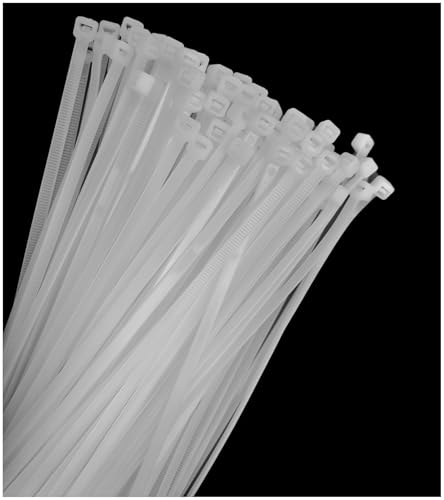 Menylon Kabelbinder, weiß, 100 Stück, 250 mm x 4,8 mm, transparent, mit 22,7 kg Zugfestigkeit, selbstsichernde Nylon-Drahtbinder für Zuhause, Büro, Garten Menylon Kabelbinder, weiß, 100 Stück, 250 mm x 4,8 mm, transparent, mit 22,7 kg Zugfestigkeit, selbstsichernde Nylon-Drahtbinder für Zuhause, Büro, Garten von Menylon