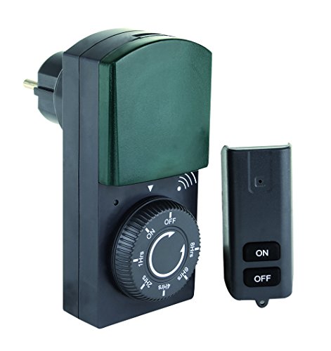 REV OUTDOOR FUNK-ZEITSCHALTUHR plus Fernbedienung | mechanische Tageszeit-Schaltuhr mit Countdown-Funktion | Schaltsteckdose für den Außenbereich IP 44 | mit Kinderschutz | Farbe: schwarz-grün von Menz Stahlwaren