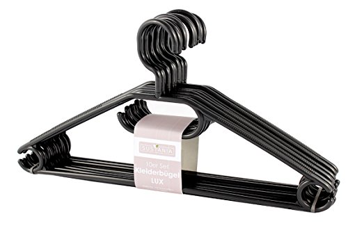Sustania KleBü - Kleiderbügel 10 Stück in schwarz | Wäschebügel aus Kunststoff - Made in Germany von Menz Stahlwaren