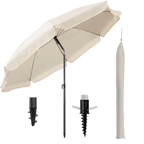 Menz Sonnenschirm Strand Ø 180 cm, 3er Set - Strandschirm windfest stabil, UPF50+ Sonnenschirm Strand mit UV-Schutz, Strandschirm mit Bodenhülse & Schutzhülle, Beige Menz Sonnenschirm Strand Ø 180 cm, 3er Set - Strandschirm windfest stabil, UPF50+ Sonnenschirm Strand mit UV-Schutz, Strandschirm mit Bodenhülse & Schutzhülle, Beige von Menz