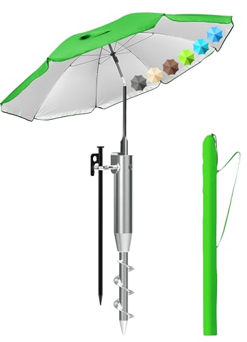 Menz Sonnenschirm Strand 3-in-1 Set Ø180 cm Grün - Strandschirm windfest stabil mit UV50+ Sonnenschutz, Eindrehbodenhülse Sonnenschirm & Schutzhülle – höhenverstellbar & neigbar Menz Sonnenschirm Strand 3-in-1 Set Ø180 cm Grün - Strandschirm windfest stabil mit UV50+ Sonnenschutz, Eindrehbodenhülse Sonnenschirm & Schutzhülle – höhenverstellbar & neigbar von Menz