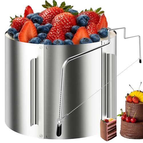 Menz Tortenring verstellbar hoch 20 cm + Tortenschneider - Edelstahl Set, 2-teilig - Hochwertiges Torten-Zubehör, Backzubehör, Backset für formvollendete und kreative Torten Menz Tortenring verstellbar hoch 20 cm + Tortenschneider - Edelstahl Set, 2-teilig - Hochwertiges Torten-Zubehör, Backzubehör, Backset für formvollendete und kreative Torten von Menz