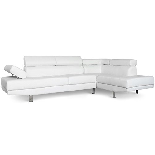 Menzzo Alfa Ecksofa mit verstellbaren Kopfstützen und Kunstlederbezug Weiß Menzzo Alfa Ecksofa mit verstellbaren Kopfstützen und Kunstlederbezug Weiß von Menzzo