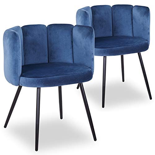 Menzzo Amela Set mit 2 Stühlen, Samtbezug Blau von Menzzo