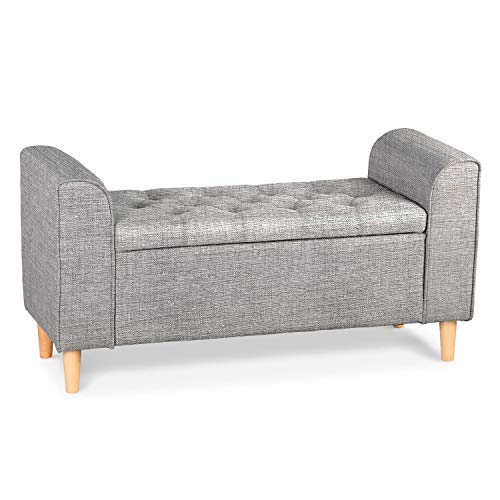 Menzzo Banquette-coffre Truhen und Bänke mit Stauraum, Stoff, Dunkelgrau, L114 x P43 x H58 cm von Menzzo