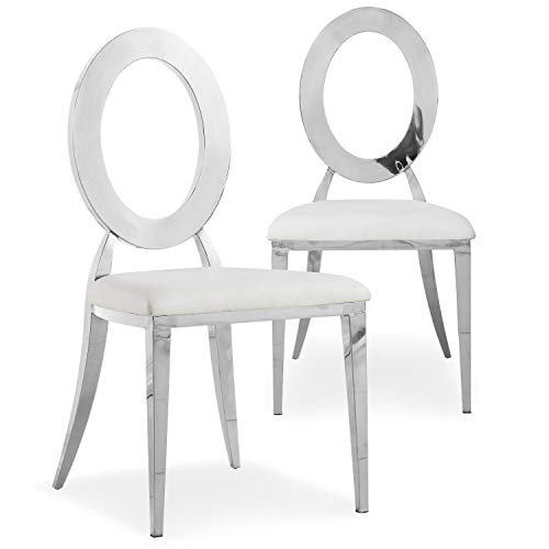 Menzzo Chaises Edelstahl-Stühle, Weiß/Grau, L49 x T51 x H97 cm Sitzfläche H45 cm von Menzzo