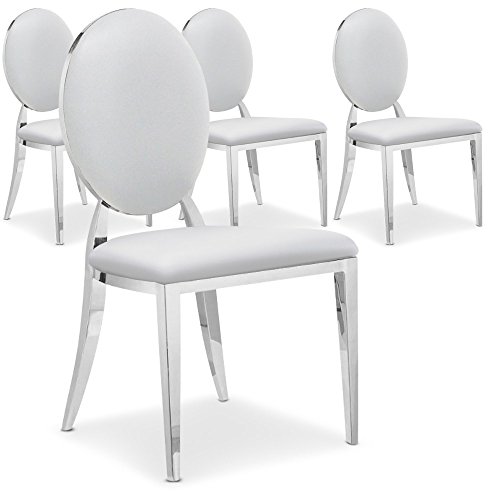 Menzzo Edelstahl-Stühle, Weiß, L45 x P47 x H90 cm von Menzzo