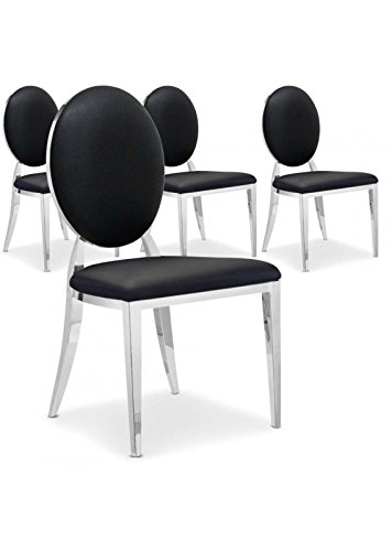 Menzzo Edelstahl-Stühle, schwarz, L45 x P47 x H90 cm von Menzzo