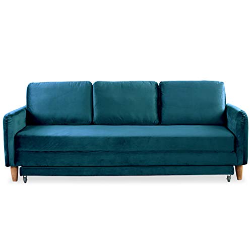 Menzzo Flixo Sofa, Velours, Blau, 210 von Menzzo