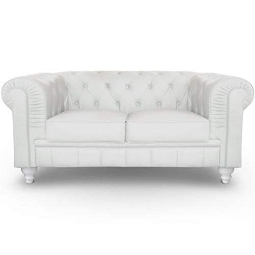 Menzzo Grand Canapé Chesterfield 2-Sitzer Sofa Weiß von Menzzo