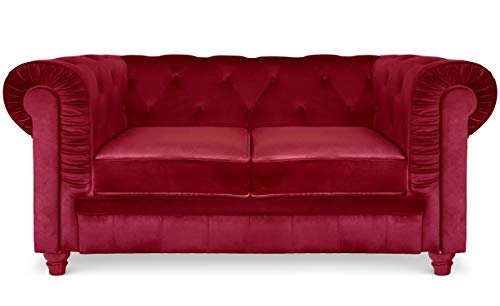 Menzzo Grand Canapé Chesterfield 2-Sitzer Sofa mit Samtbezug Rot Menzzo Grand Canapé Chesterfield 2-Sitzer Sofa mit Samtbezug Rot von Menzzo