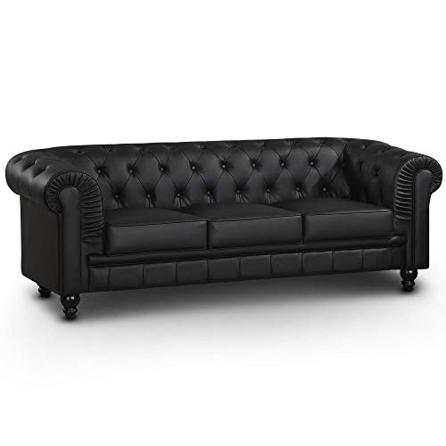 Menzzo Grand Canapé Chesterfield 3-Sitzer Sofa Schwarz Menzzo Grand Canapé Chesterfield 3-Sitzer Sofa Schwarz von Menzzo