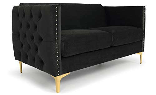 Menzzo Joshua 2-Sitzer Sofa mit Samtbezug Schwarz von Menzzo