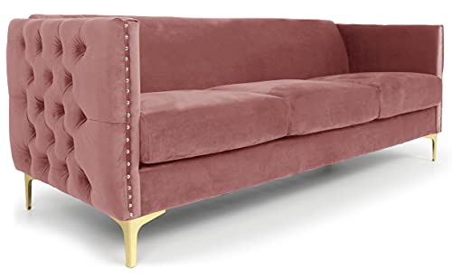 Menzzo Joshua Samtsofas, Rosa, L204 x P70 x H74 von Menzzo