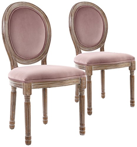 Menzzo Lot 2 chaises de Style médaillon Polsterstühle, Holz, Rosa, L49 x T46 x H96 cm Sitzfläche H46 cm von Menzzo