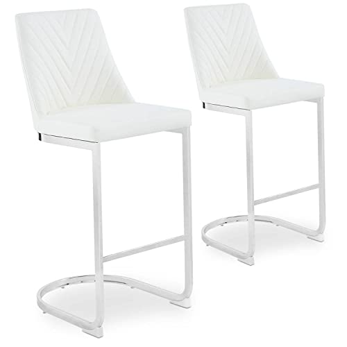 Menzzo Mistigri Stuhl, Kunstleder & P.U, weiß, L46 x P52,5 x H108,5 cm von Menzzo