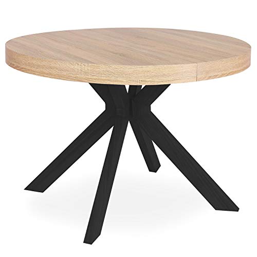 Menzzo Myriade Ausziehbarer Tisch, Metall, Holz/Schwarz, Diamètre 110cmxH75cm L110xP160-210-260 x H75cm von Menzzo