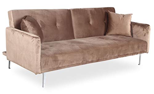 Menzzo Schlafsofa Carla, 3-Sitzer, Velours, Taupe von Menzzo
