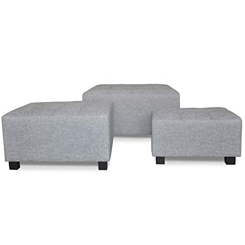 Menzzo Set Hocker, Stoff, grau, 70 von Menzzo