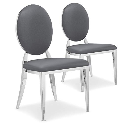 Menzzo Sofia Edelstahl-Stühle, Grau, L45 x P47 x H90 cm von Menzzo
