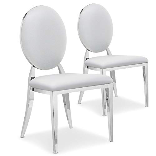 Menzzo Sofia Edelstahl-Stühle, Weiß, L45 x P47 x H90 cm von Menzzo
