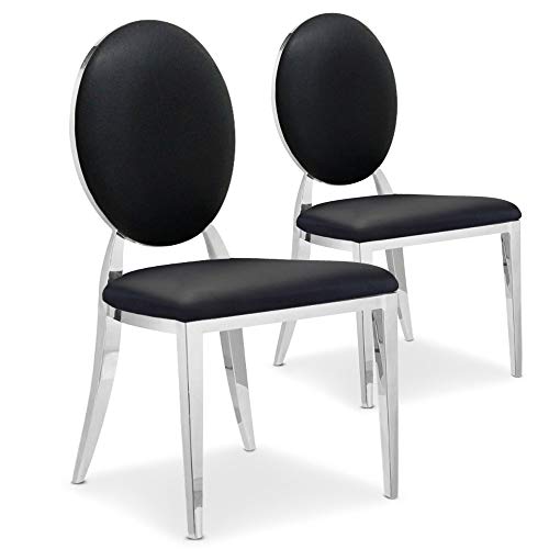 Sofia Set mit 2 Medaillon Stühlen mit Kunstlederbezug, Schwarz Sofia Set mit 2 Medaillon Stühlen mit Kunstlederbezug, Schwarz von Menzzo