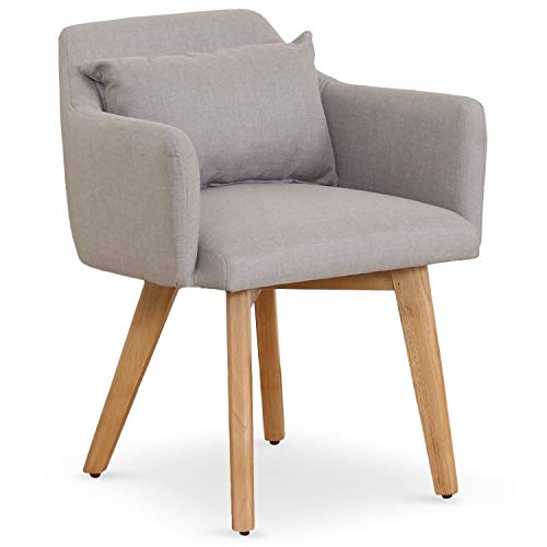 Menzzo Stuhl/Sessel, Stoff, Beige, skandinavischer Stil mit Kissen, Modell Gybson, Maße: L 58 x T 58 x H 70 cm, Sitzfläche: 43 cm, Höhe Armlehnen 58 cm, lf5030beigefabric von Menzzo