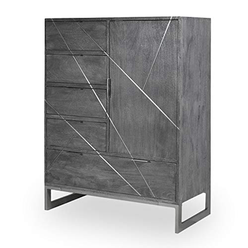 Menzzo Tina Sideboard mit 5 Schubladen und Einer Tür Grau von Menzzo