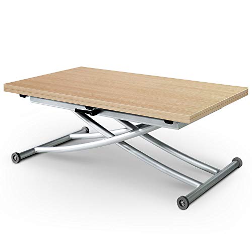 Menzzo b2219s Zeitgenössische Carrera Couchtisch Klappsitz Holz Eiche hell 57 x 100 x 39 cm von Menzzo