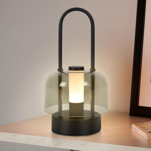 Tischlampe Kabellos Akku,led tischleuchte kabellos dimmbar,touch tischlampe USB aufladbar,3 Farbtemperatur,schwarz Wiederaufladbar tischleuchte für Drinnen Wohnzimmer Schlafzimmer Hotel Bar Restaurant von MeoYlaery