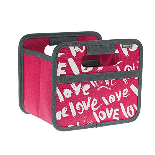 meori Faltbox Mini in Pink mit Motiv Love – Kleine Klappbox mit Griffen – Geschenkidee und Allzweck Aufbewahrungslösung - A100314 - 16,5 x 12,5 x 14 cm von meori