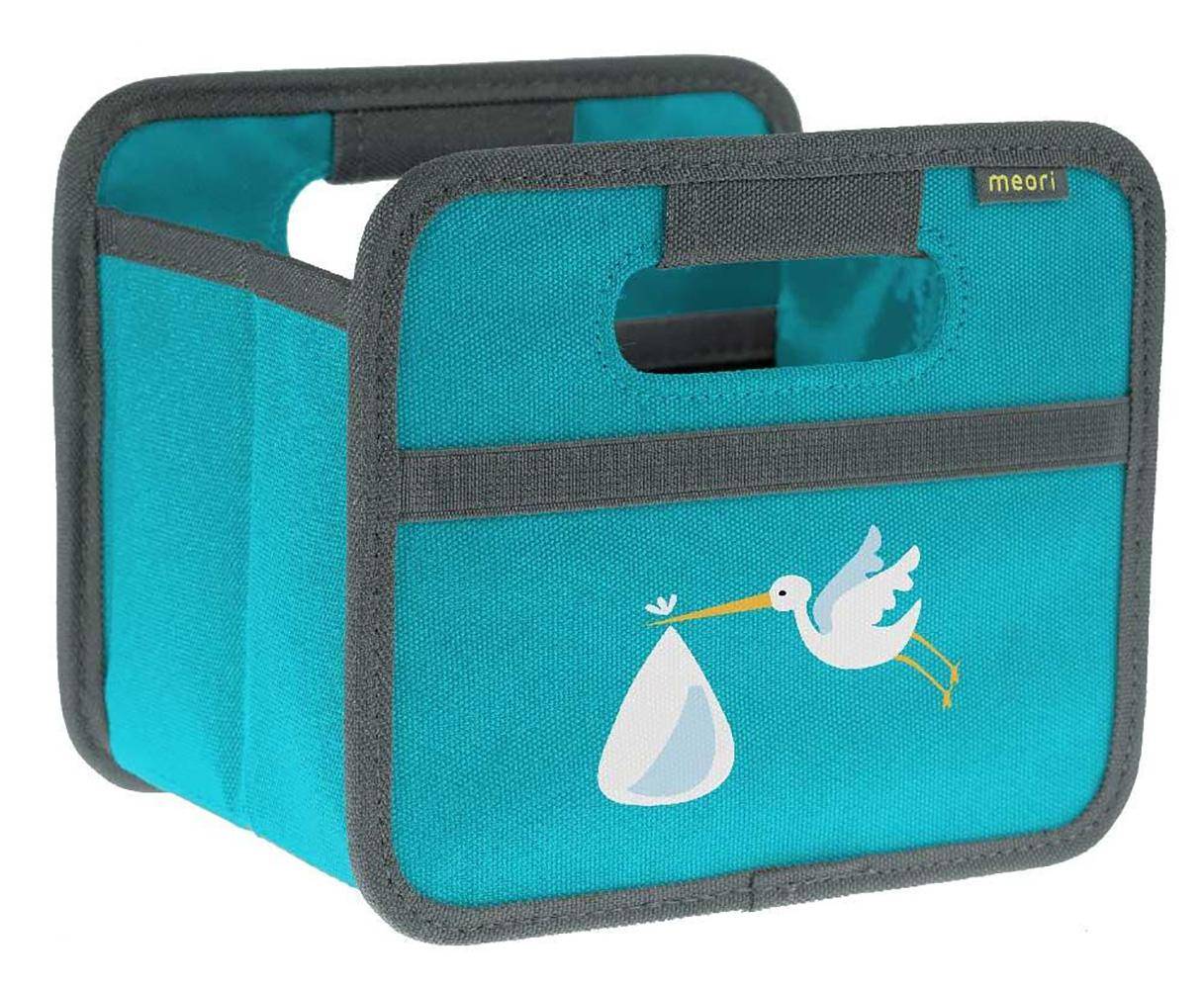 Meori Faltbox Mini Azur Blue blau mit Storch Ordnungskiste 1,8 L von Meori