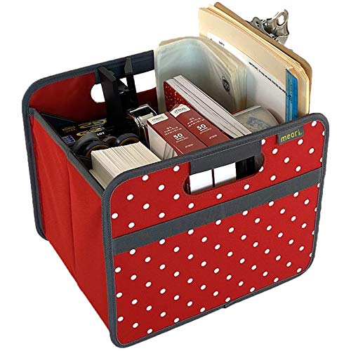 meori Faltbox Small in Rot mit Punkten - Stabile Klappbox S mit Griffen - perfekte Allzweck Aufbewahrungslösung - Tragkraft bis 30 kg - A100063 - 32 x 26,5 x 27,5 cm von meori