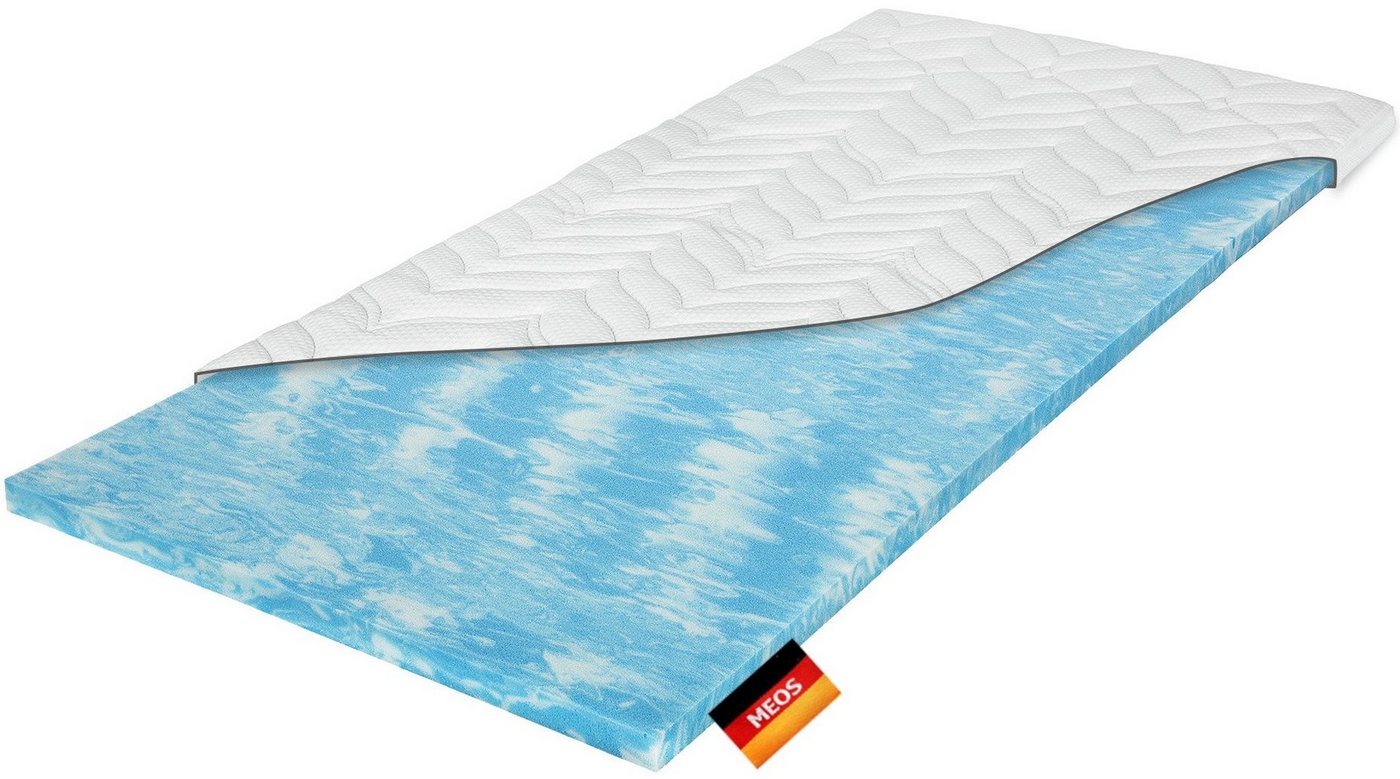 Topper Gel-Schaum Topper (8 cm), Meos, 8 cm hoch, Gelschaum, 90x200 cm, Made in Germany, 4-seitiger Reißverschluss, Klimaband von Meos