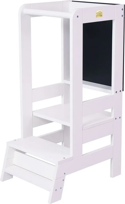 Meow Baby Lernturm Tritt Küchenhelfer Kinder Tafel Holz Learning Tower Weiß Baby B-Ware von MeowBaby