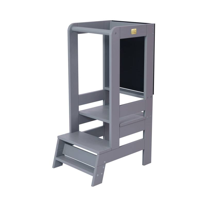 Meowbaby Lernturm Turm Kinderhocker Mit Schreibtafel Grau Montessori Stehhilfe B-Ware von MeowBaby
