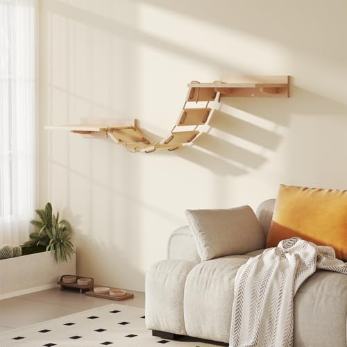 Katzenbrücke Katzenwandregale aus Holz Wandmontiertes Klettergerüst zum Schlafen & Spielen, Wandmontierte Möbel für Kätzchen von MeowHomm