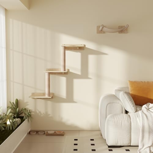 Kletterwand Katzen, Holz Katze Wandmöbel mit Condo, Kratzerposten mit 3 Schritten, Hängematte, Wandmöbel für Kätzchen Kletterwand Katzen, Holz Katze Wandmöbel mit Condo, Kratzerposten mit 3 Schritten, Hängematte, Wandmöbel für Kätzchen von MeowHomm