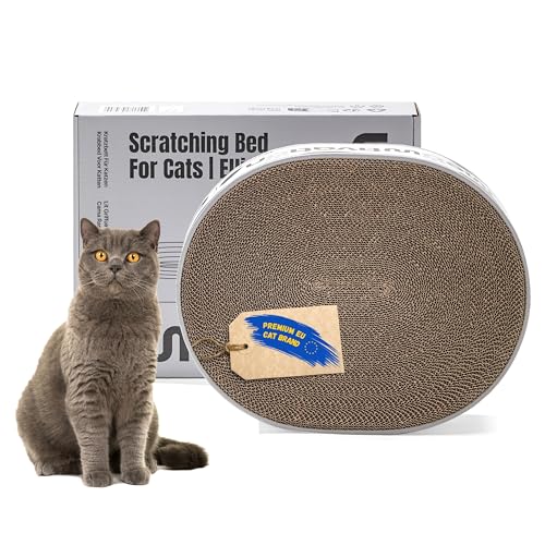 Kratzbett für Katzen - Ovales Kratzbrett aus 100% Recycelter Wellpappe, 42 cm Großes Katzenbett mit Natürlicher Katzenminze, Robustes Zubehör für Kleine und Mittelgroße Katzen, Cat Scratcher Bed von Meowtivation
