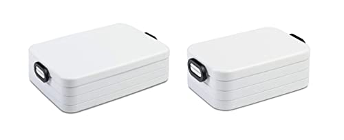 Mepal 2-tlg Take a Break Set – Nordic Weiß/Weiss – Groß/Klein – Lunchbox mit Trennwand – ideal für Mealprep – spülmaschinenfest, ABS von Mepal