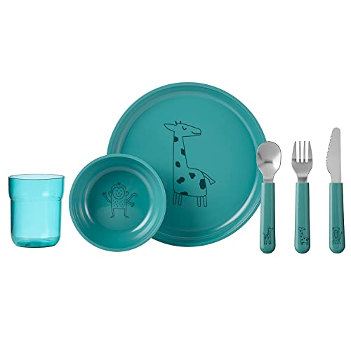 Geschirr Set Mepal Set Kindergeschirr mio 6-teilig Teller Schüssel Becher Besteck Deep Turquoise MEPAL von Mepal