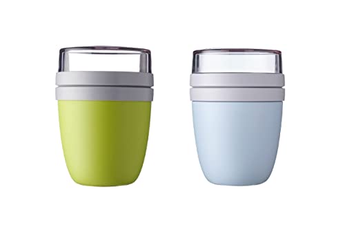 Mepal 2-tlg Lunchpot Ellipse Set - Limited Edition Lemon Lime/Nordic Blue – 500 ml praktischer Reisebecher, Joghurtbecher, To go Becher – Geeignet für Tiefkühler, Mikrowelle und Spülmaschine, 700 ml von Mepal